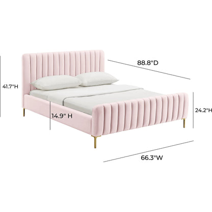 Angela Bed by TOV Furniture. Made from velvet in a transitional style.