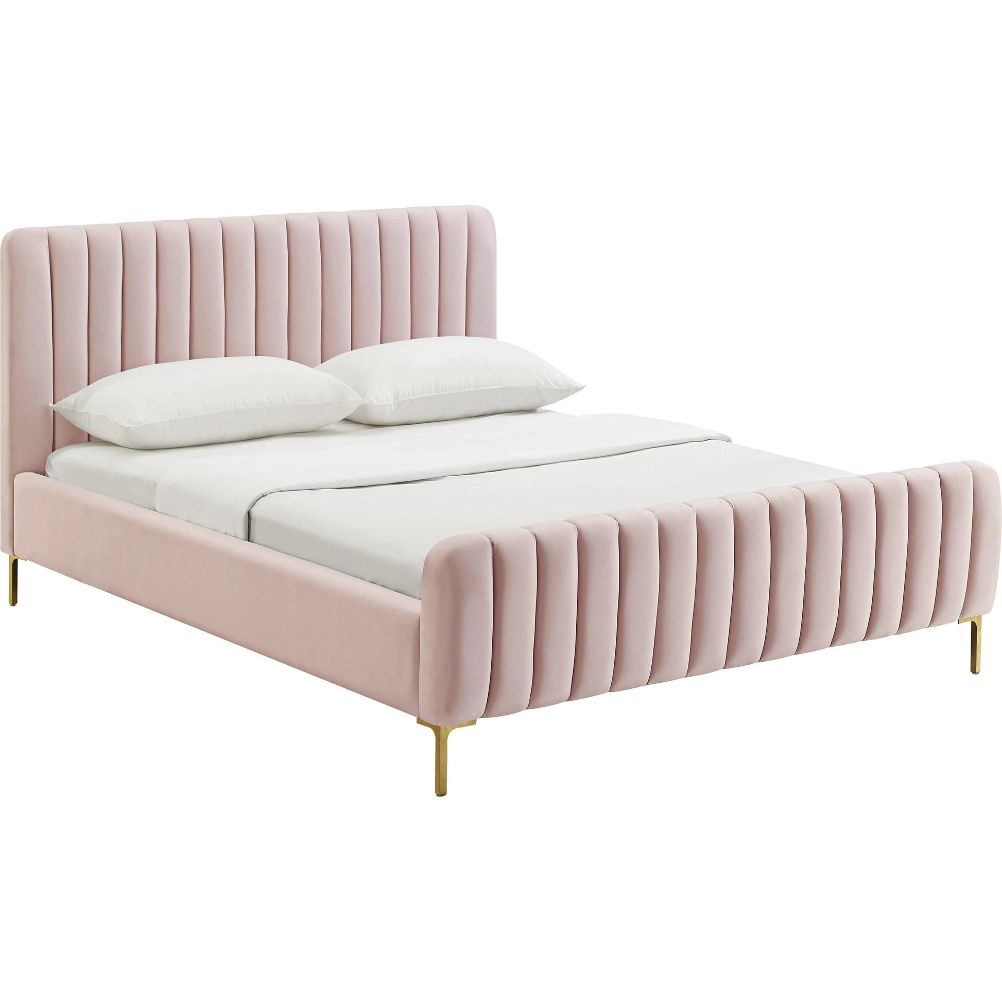 Angela Bed by TOV Furniture. Made from velvet in a transitional style.