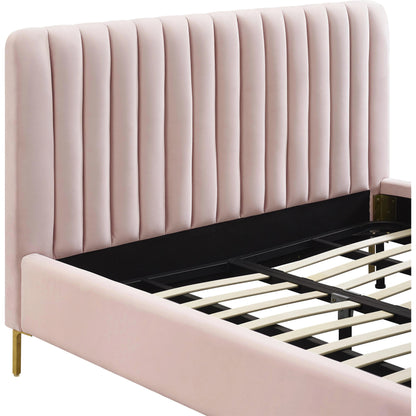 Angela Bed by TOV Furniture. Made from velvet in a transitional style.