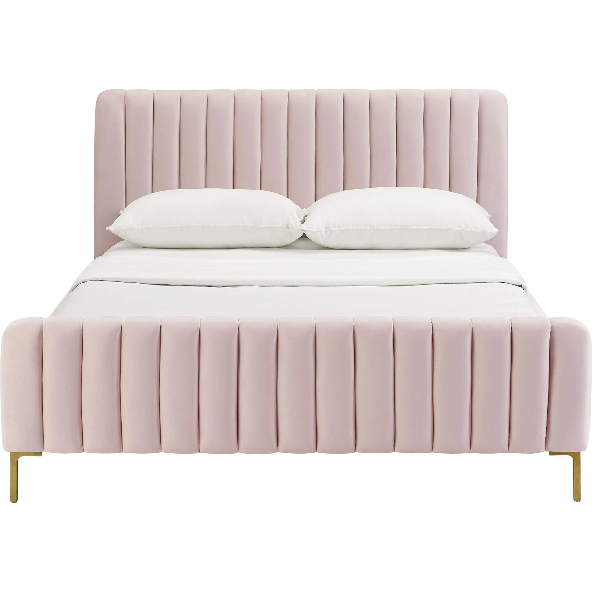 Angela Bed by TOV Furniture. Made from velvet in a transitional style.