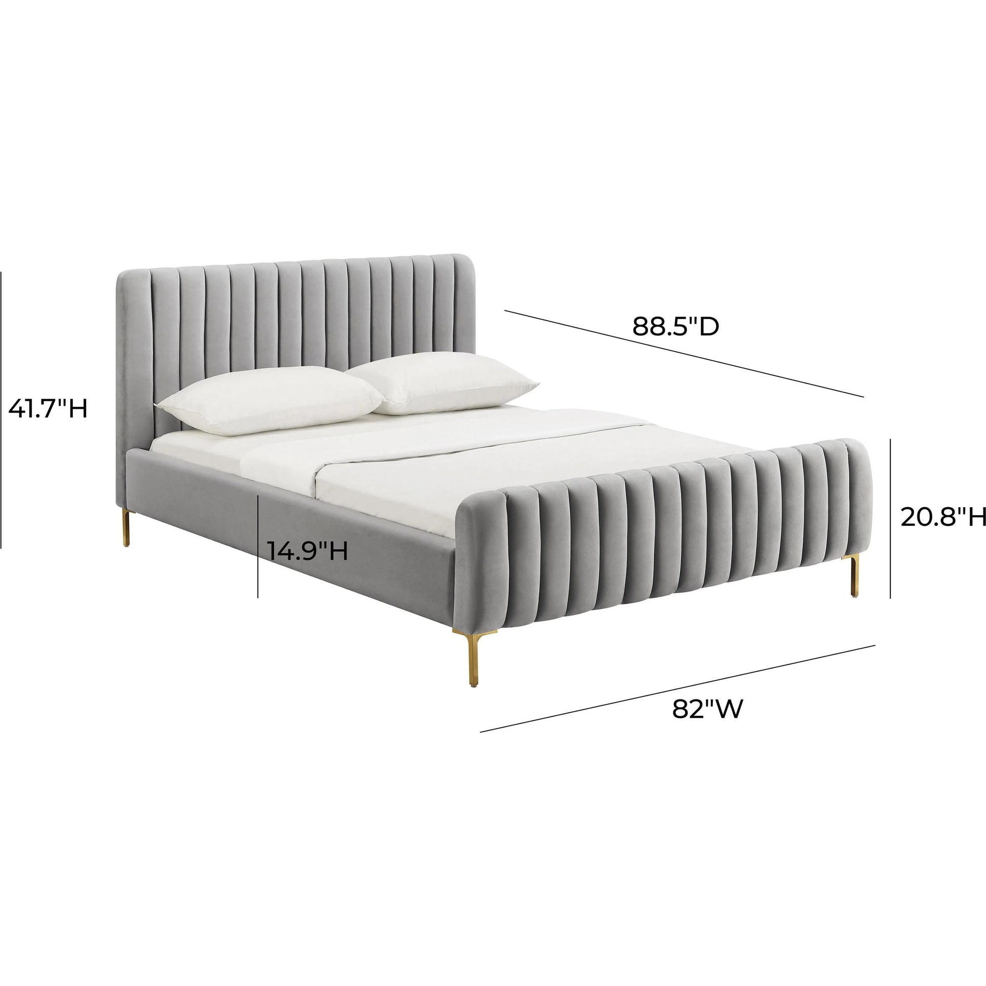 Angela Bed by TOV Furniture. Made from velvet in a transitional style.