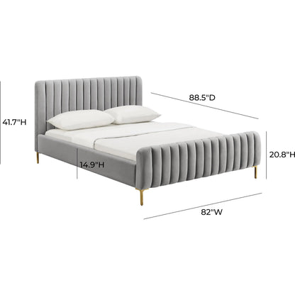 Angela Bed by TOV Furniture. Made from velvet in a transitional style.