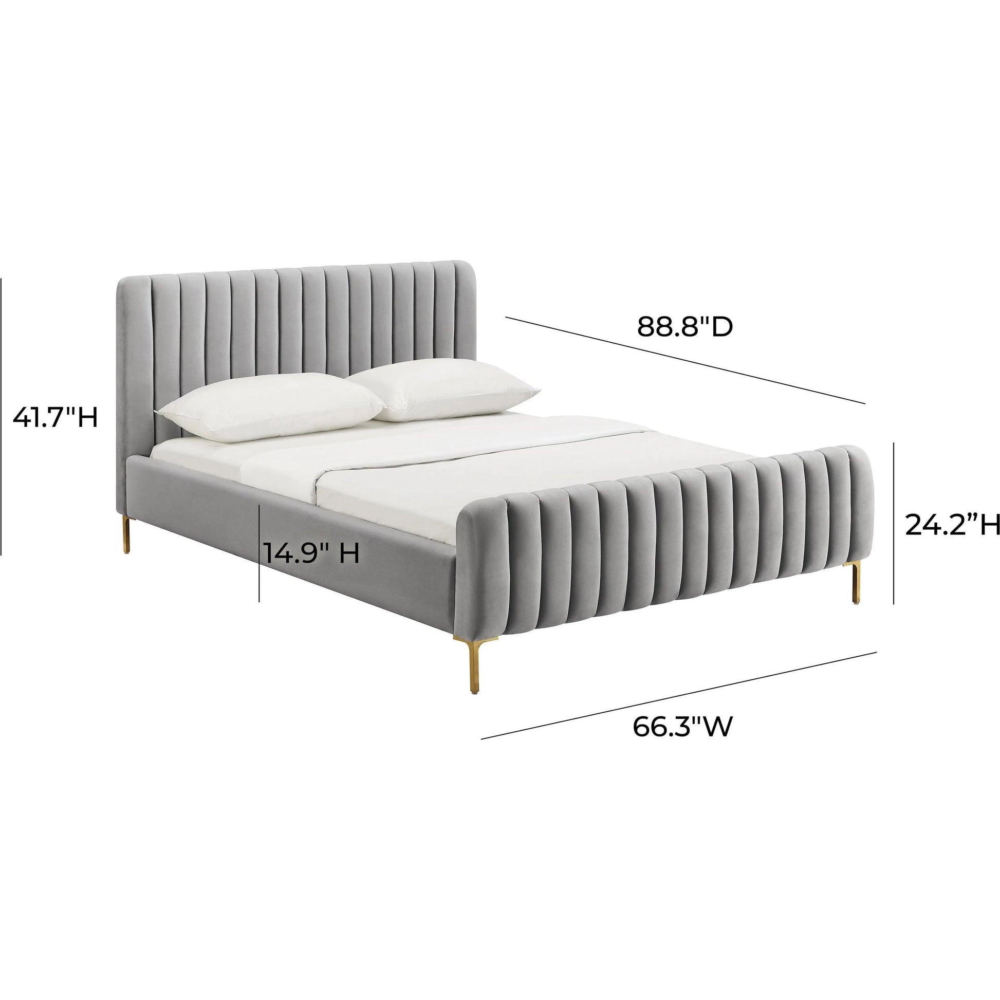 Angela Bed by TOV Furniture. Made from velvet in a transitional style.