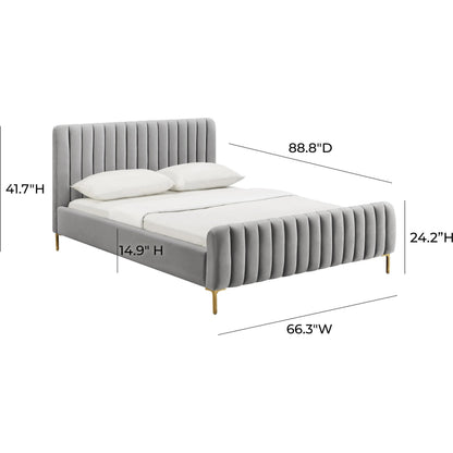Angela Bed by TOV Furniture. Made from velvet in a transitional style.
