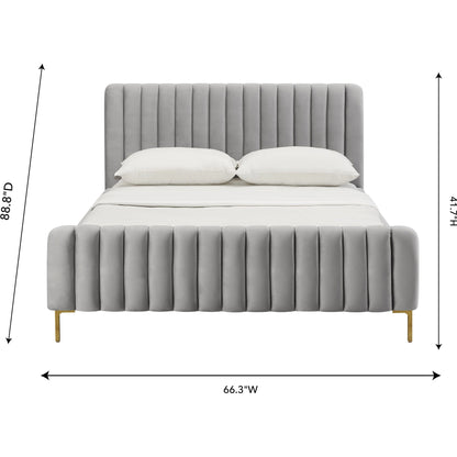 Angela Bed by TOV Furniture. Made from velvet in a transitional style.
