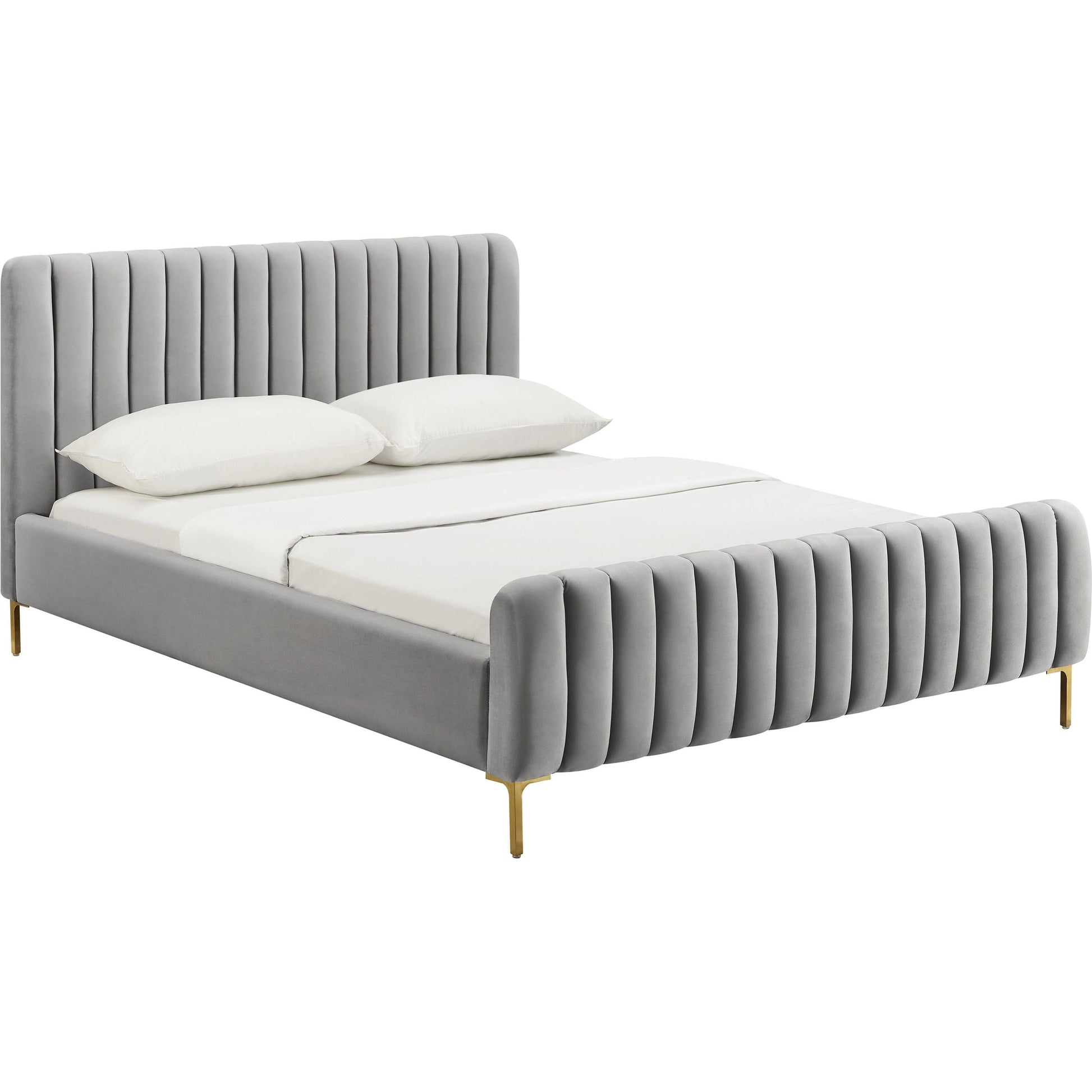 Angela Bed by TOV Furniture. Made from velvet in a transitional style.