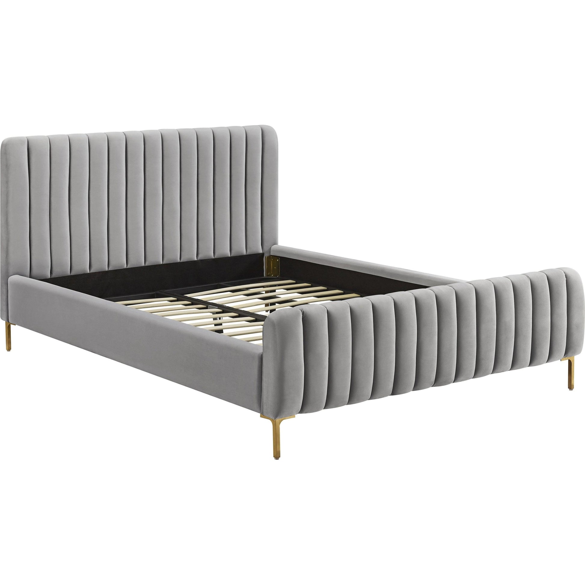 Angela Bed by TOV Furniture. Made from velvet in a transitional style.