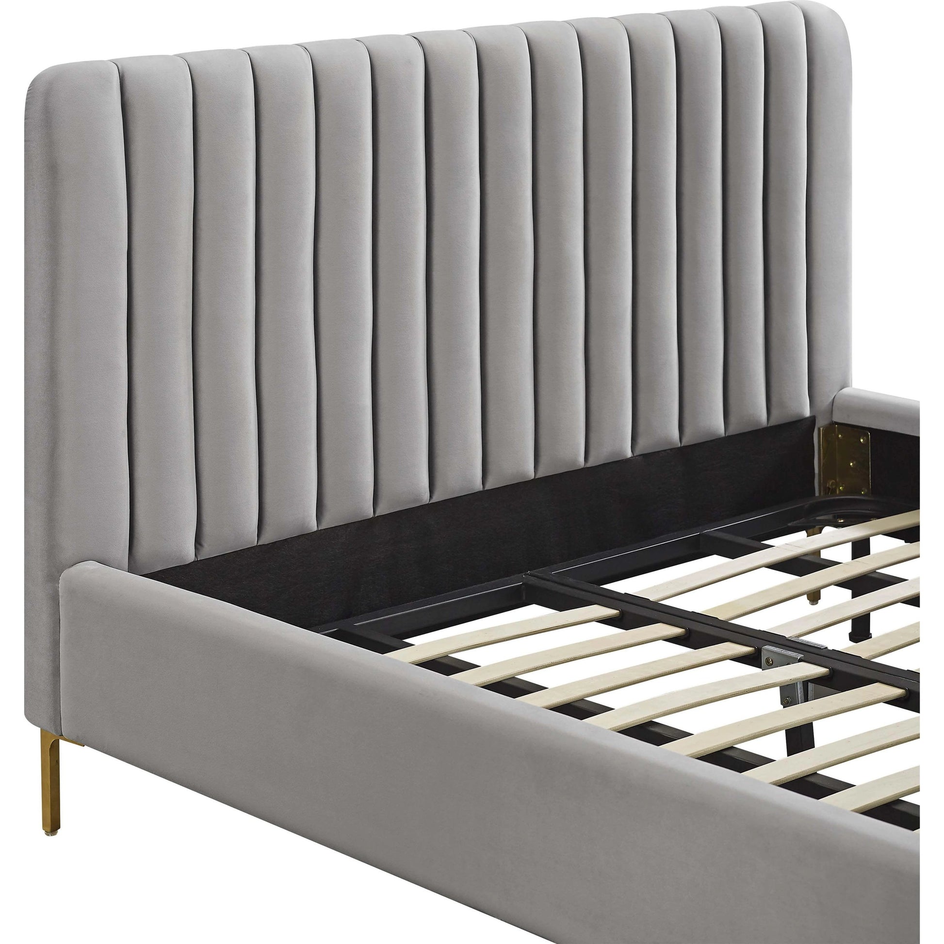 Angela Bed by TOV Furniture. Made from velvet in a transitional style.