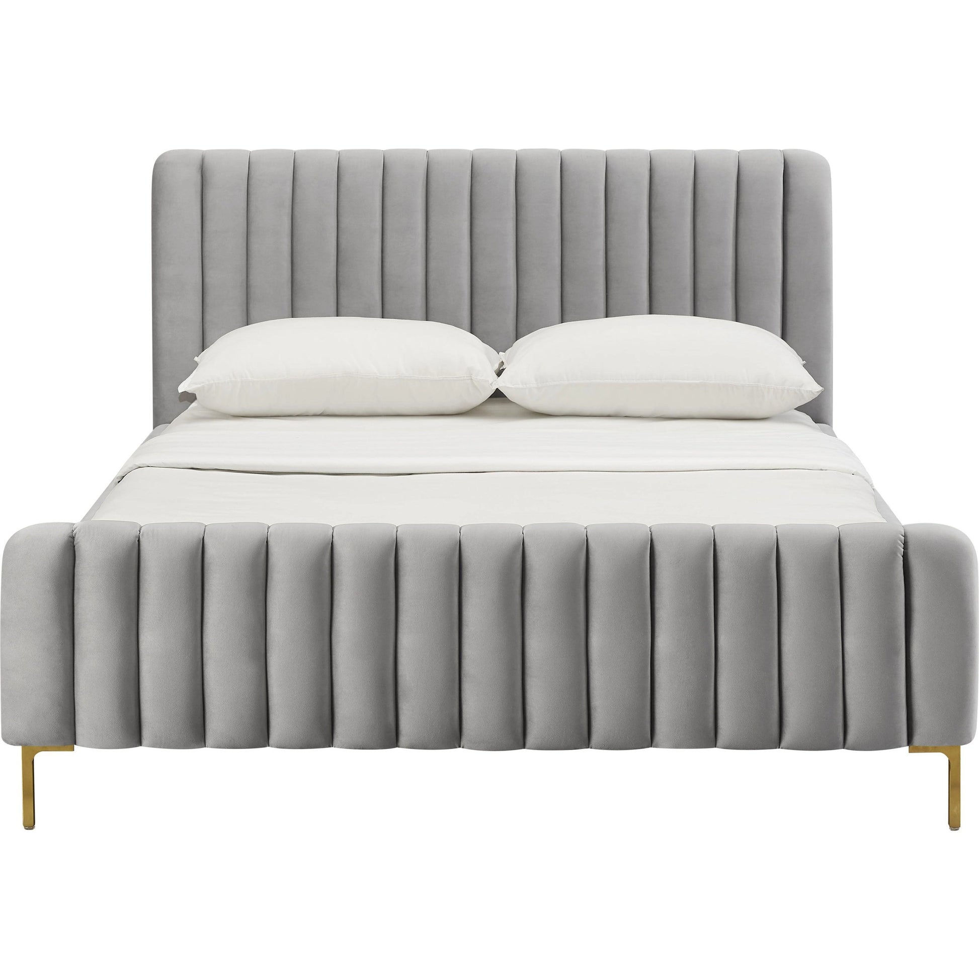 Angela Bed by TOV Furniture. Made from velvet in a transitional style.