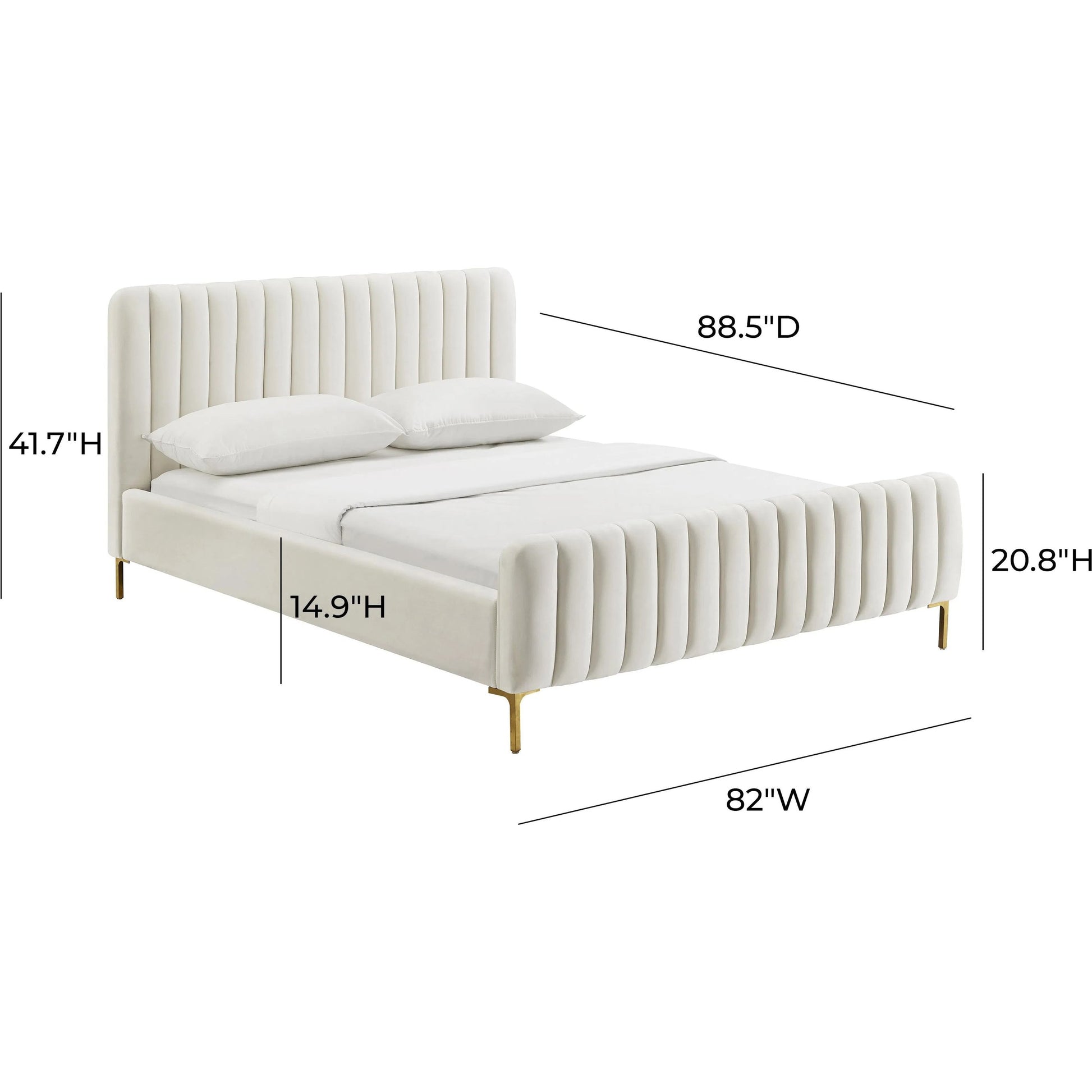 Angela Bed by TOV Furniture. Made from velvet in a transitional style.