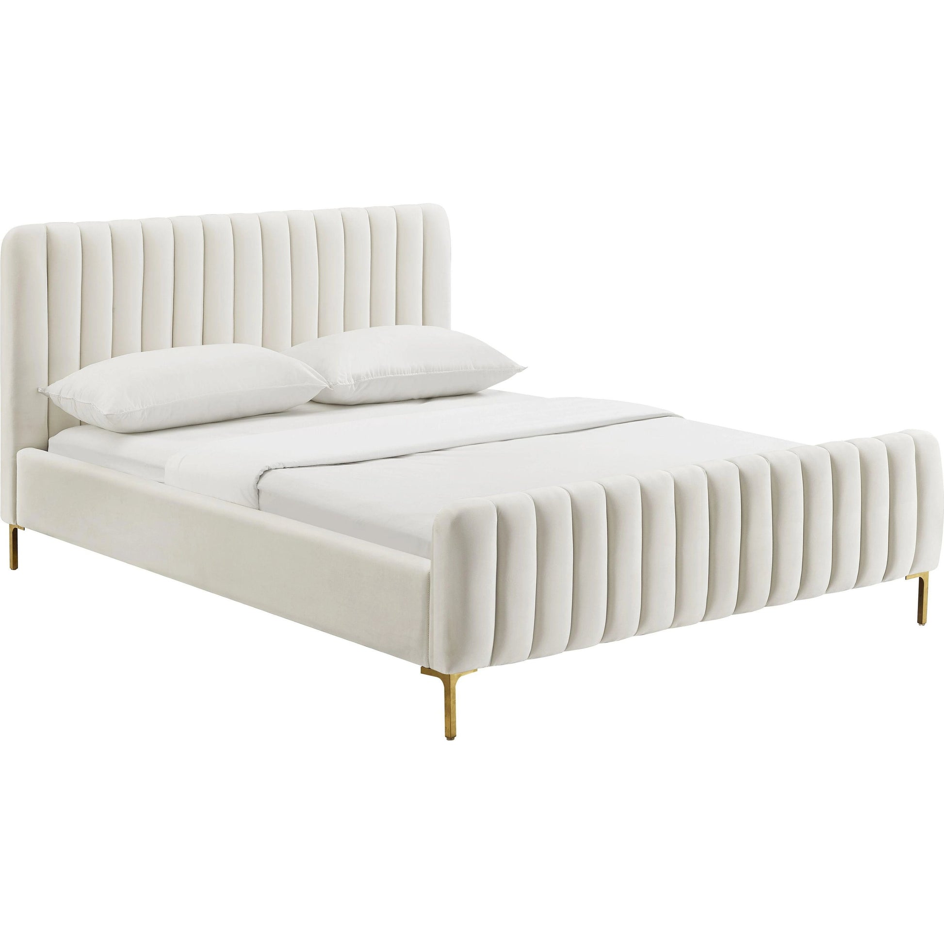 Angela Bed by TOV Furniture. Made from velvet in a transitional style.