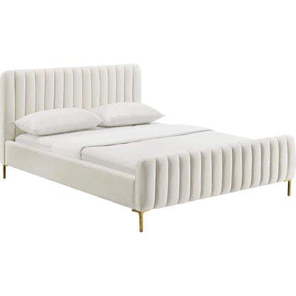 Angela Bed by TOV Furniture. Made from velvet in a transitional style.