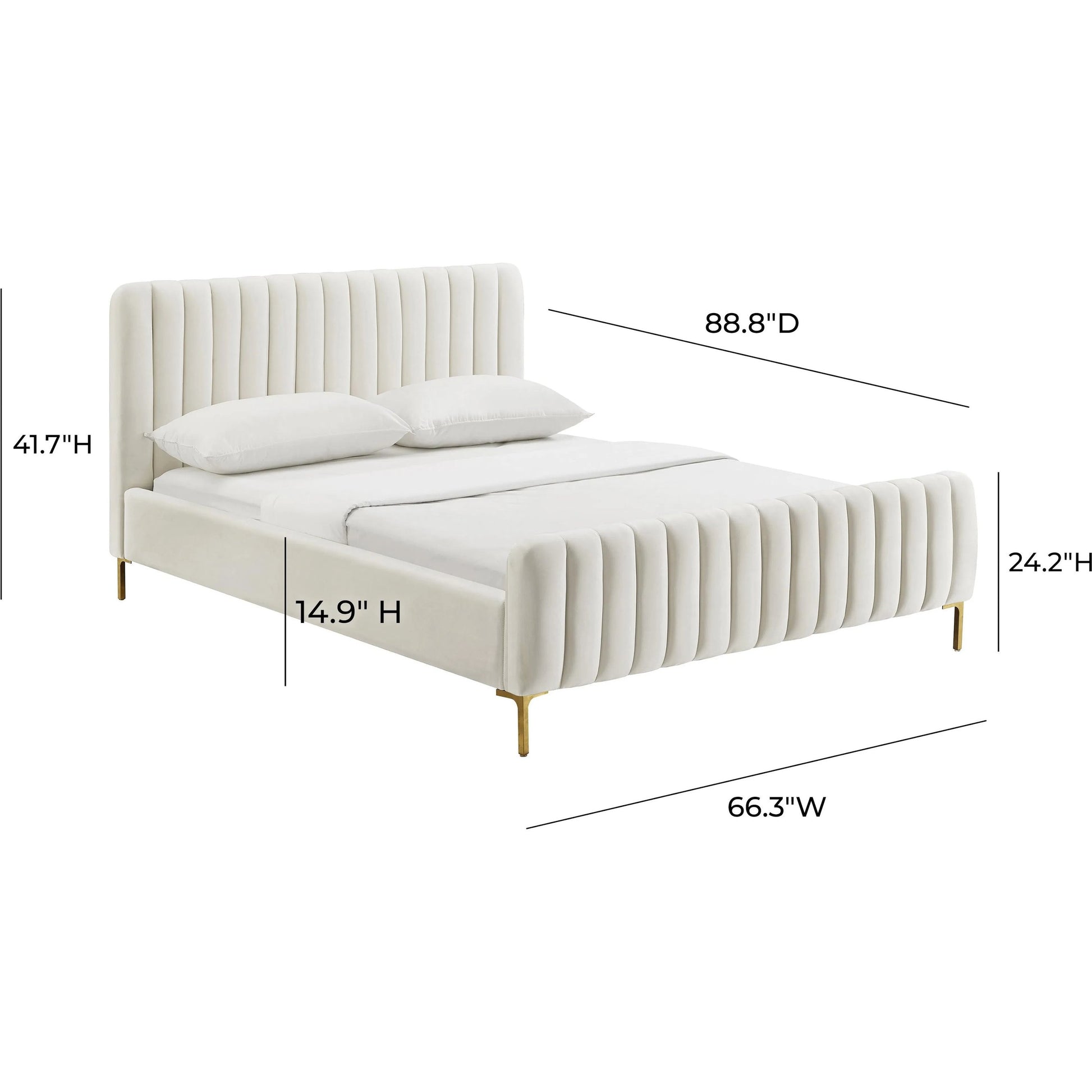 Angela Bed by TOV Furniture. Made from velvet in a transitional style.