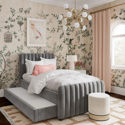 Angela Trundle Bed by TOV Furniture. Made from velvet, wood in a modern style.