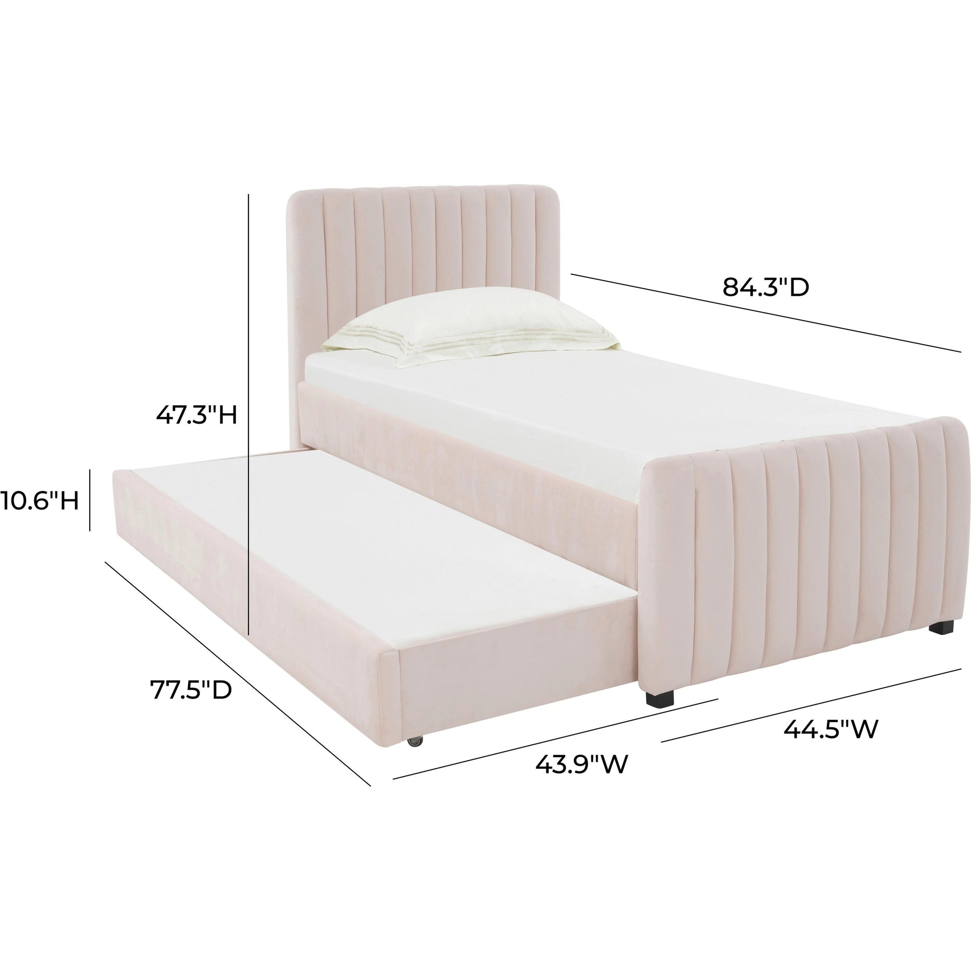 Angela Trundle Bed by TOV Furniture. Made from velvet, wood in a modern style.