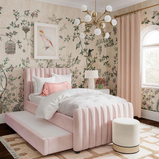 Angela Trundle Bed by TOV Furniture. Made from velvet, wood in a modern style.