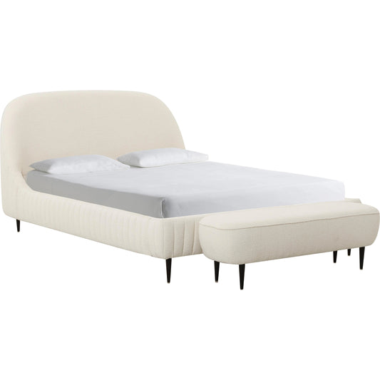 Denise Boucle Bed by TOV Furniture in cream. Made from boucle, iron, wood in a modern style.