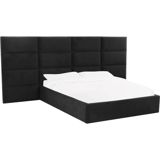 Eliana Velvet Bed with Wings by TOV Furniture in black. Made from velvet, wood in a modern style.