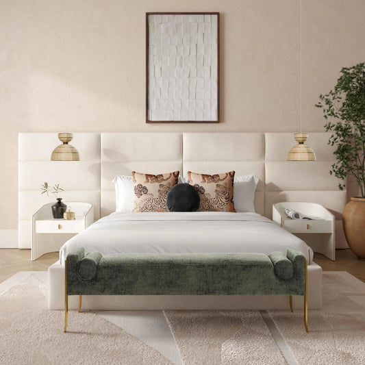 Eliana Boucle Wings (Set of 2) by TOV Furniture in cream. Made from boucle, wood in a modern style.