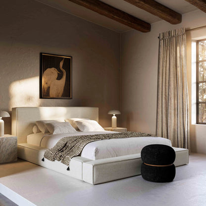 Olafur Linen Bed by TOV Furniture. Made from fabric, plywood in a modern style.