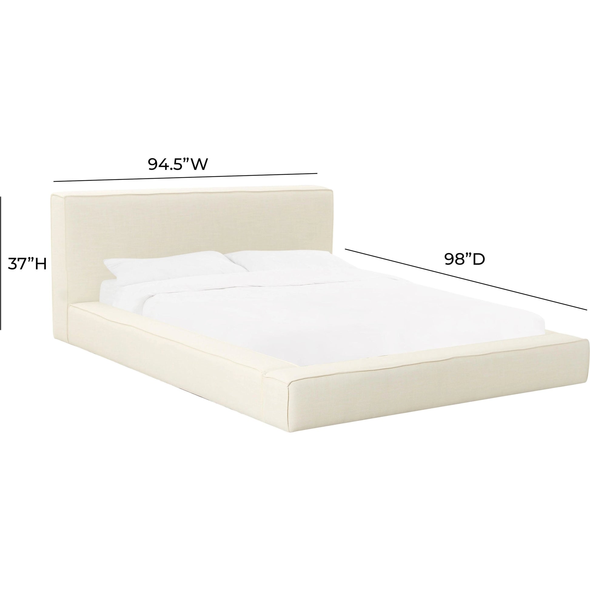 Olafur Linen Bed by TOV Furniture. Made from fabric, plywood in a modern style.