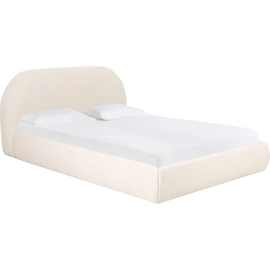 Bara Textured Velvet Bed by TOV Furniture in cream. Made from plywood, velvet in a unique style.
