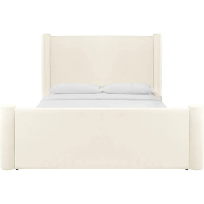 Athara Velvet Bed by TOV Furniture in cream. Made from mdf, pine, velvet in a transitional style.