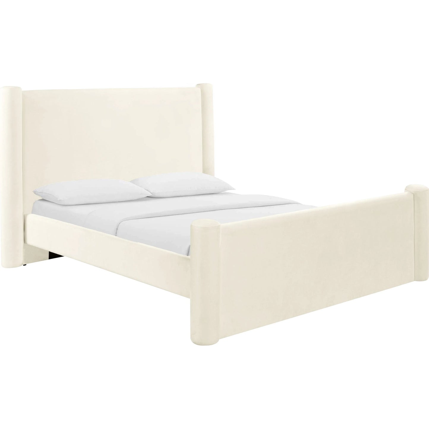 001 SI-2248142 | Primary Silo | Athara Velvet Bed by TOV Furniture in cream. Made from mdf, pine, velvet in a transitional style.