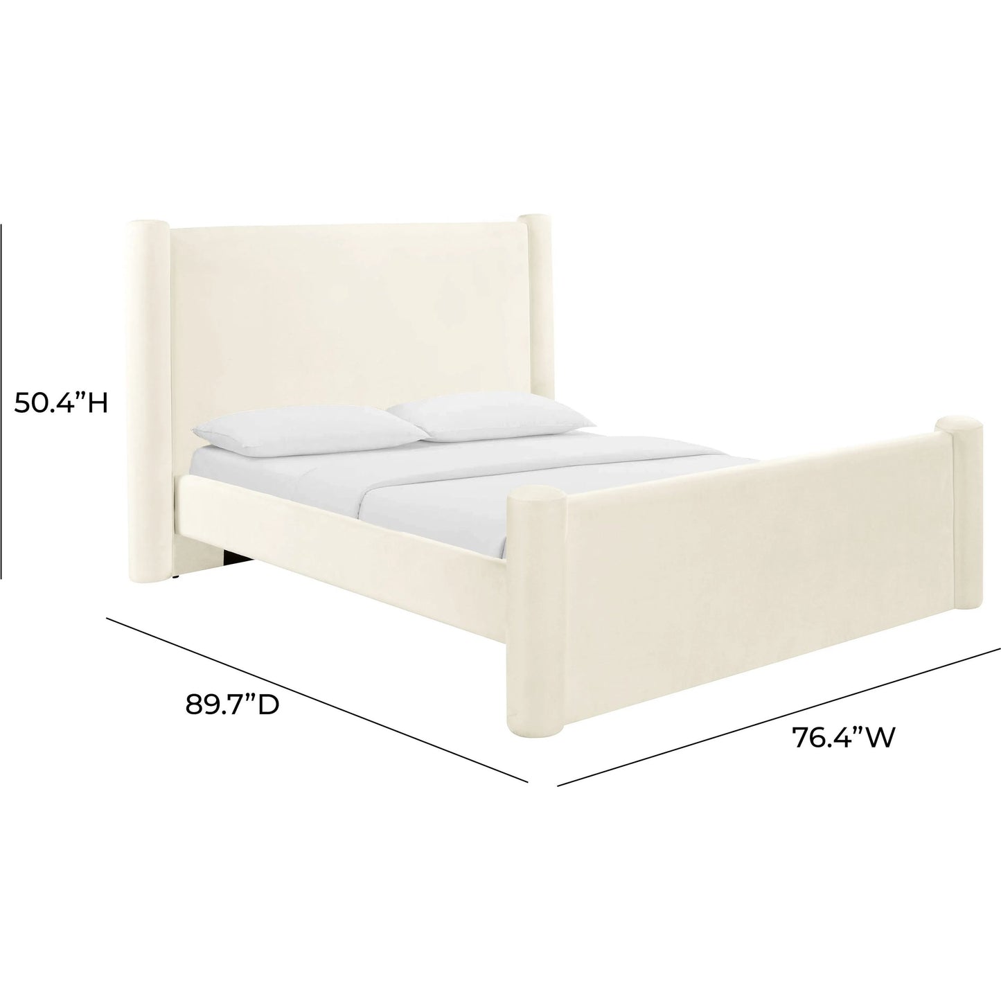 006 SI-2248142 | Additional Silo | Athara Velvet Bed by TOV Furniture in cream. Made from mdf, pine, velvet in a transitional style.