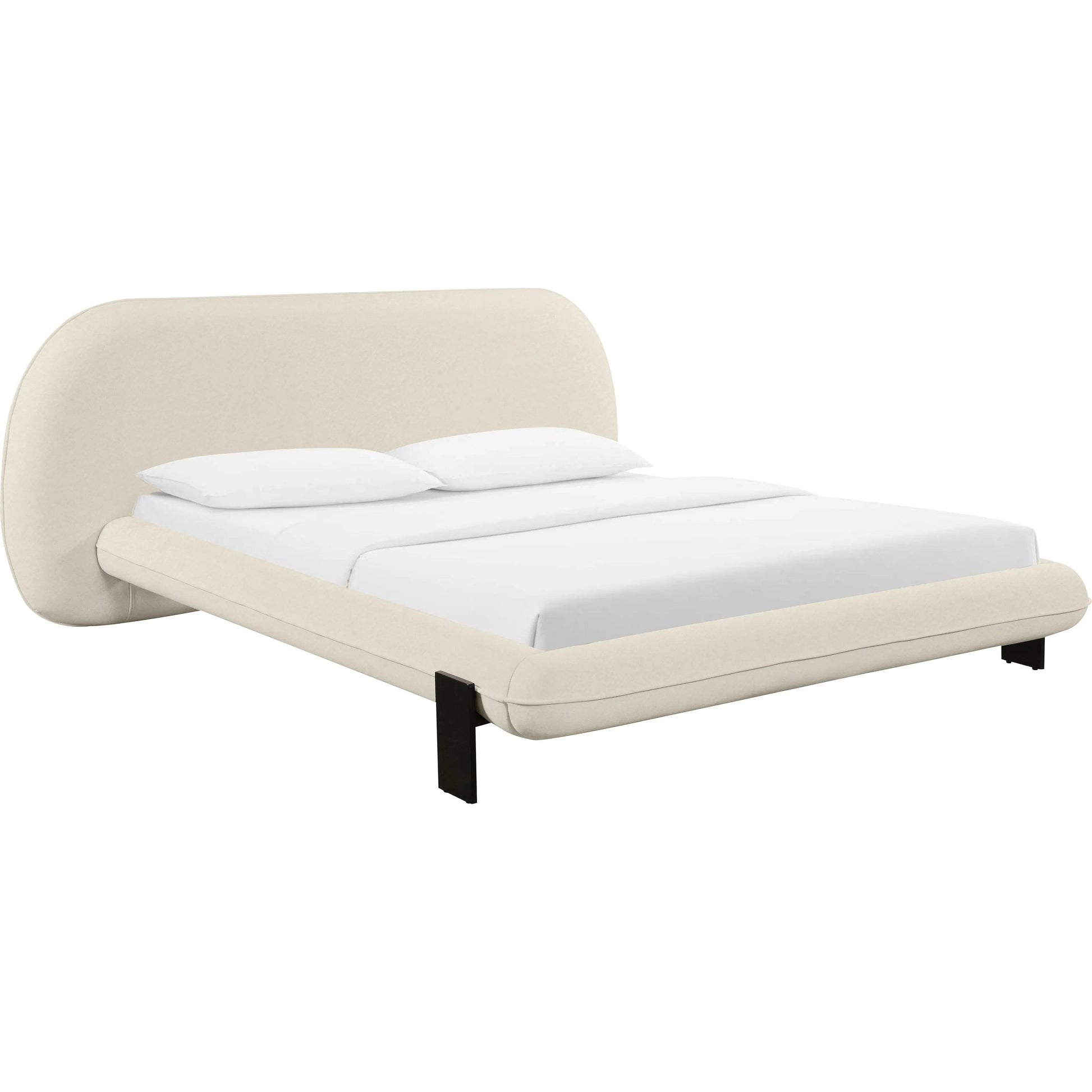 Ophelia Faux Wool Bed by TOV Furniture in cream. Made from fabric, mdf, pine in a transitional style.