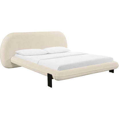 Ophelia Faux Wool Bed by TOV Furniture in cream. Made from fabric, mdf, pine in a transitional style.