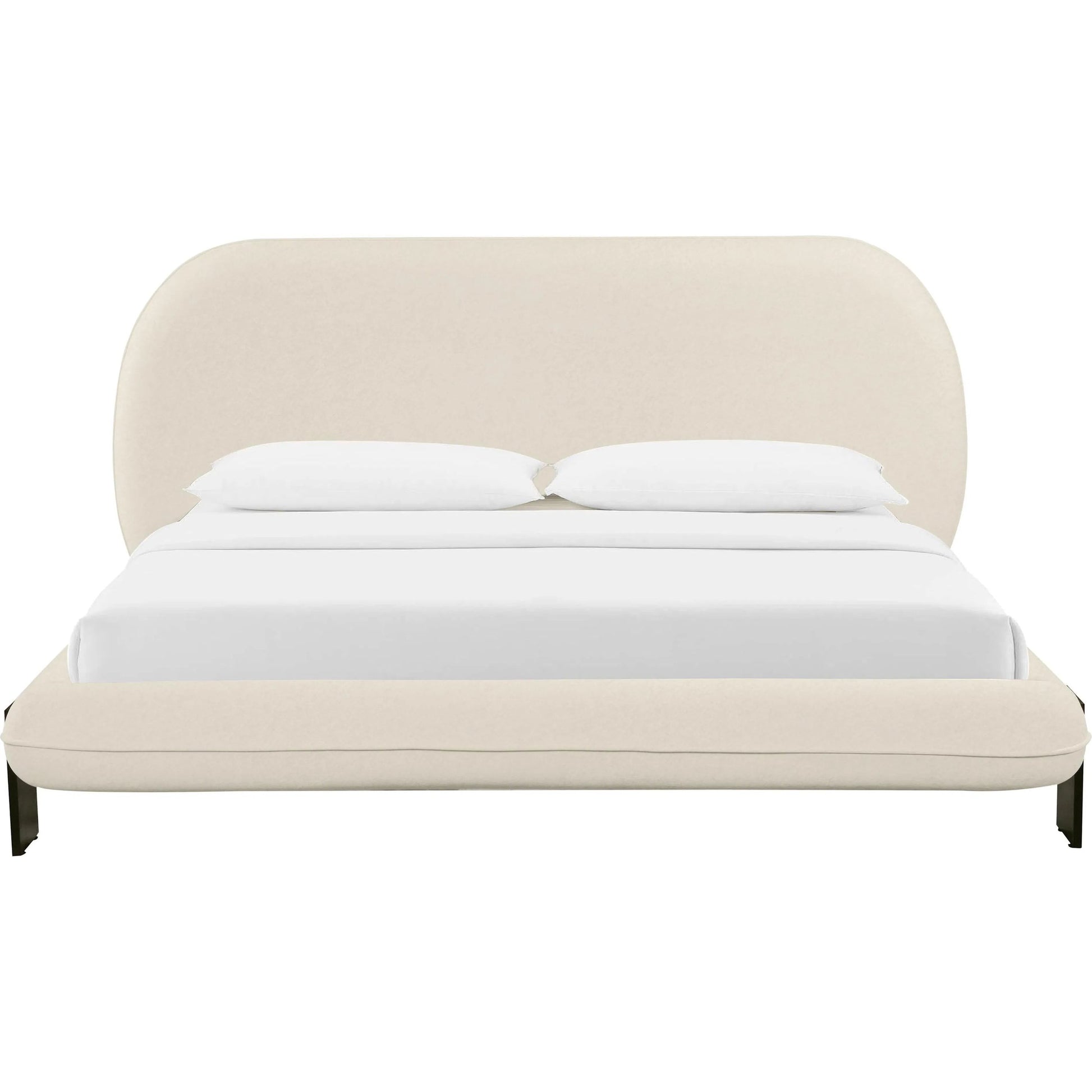 Ophelia Faux Wool Bed by TOV Furniture in cream. Made from fabric, mdf, pine in a transitional style.