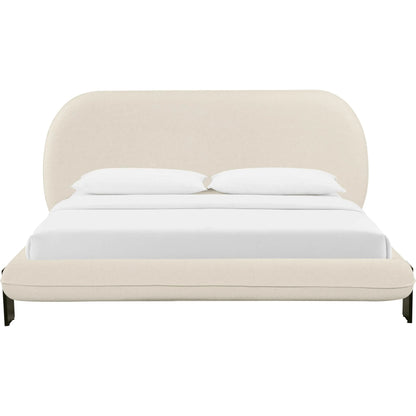 Ophelia Faux Wool Bed by TOV Furniture in cream. Made from fabric, mdf, pine in a transitional style.