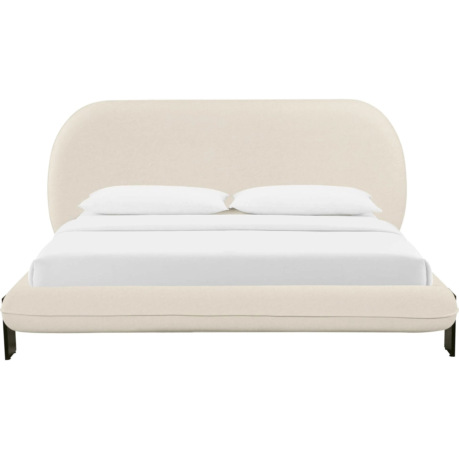 Ophelia Faux Wool Bed by TOV Furniture in cream. Made from fabric, mdf, pine in a transitional style.