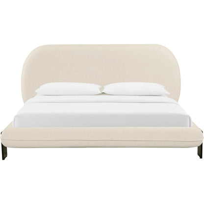 Ophelia Faux Wool Bed by TOV Furniture in cream. Made from fabric, mdf, pine in a transitional style.