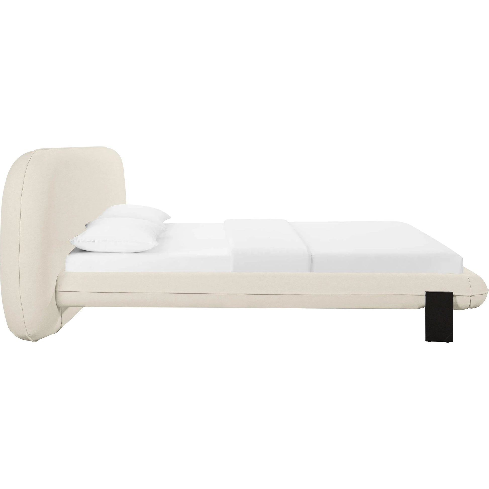 Ophelia Faux Wool Bed by TOV Furniture in cream. Made from fabric, mdf, pine in a transitional style.