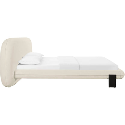 Ophelia Faux Wool Bed by TOV Furniture in cream. Made from fabric, mdf, pine in a transitional style.