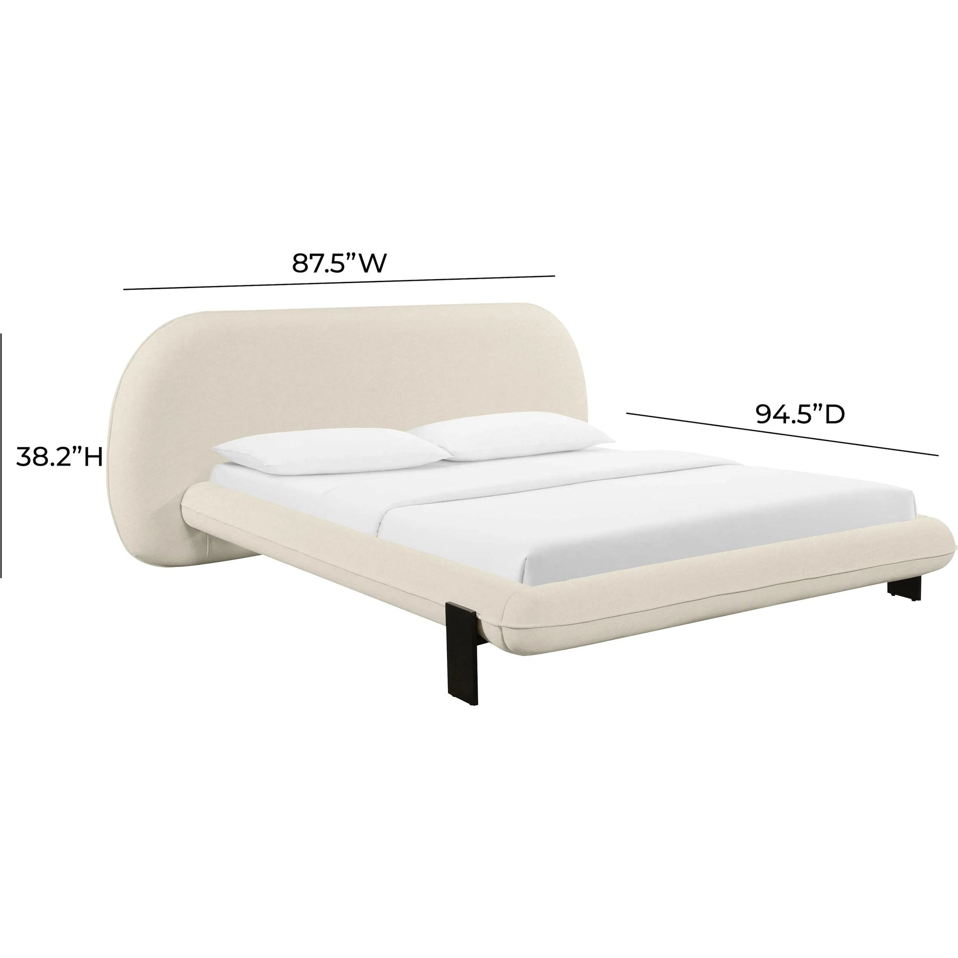 Ophelia Faux Wool Bed by TOV Furniture in cream. Made from fabric, mdf, pine in a transitional style.