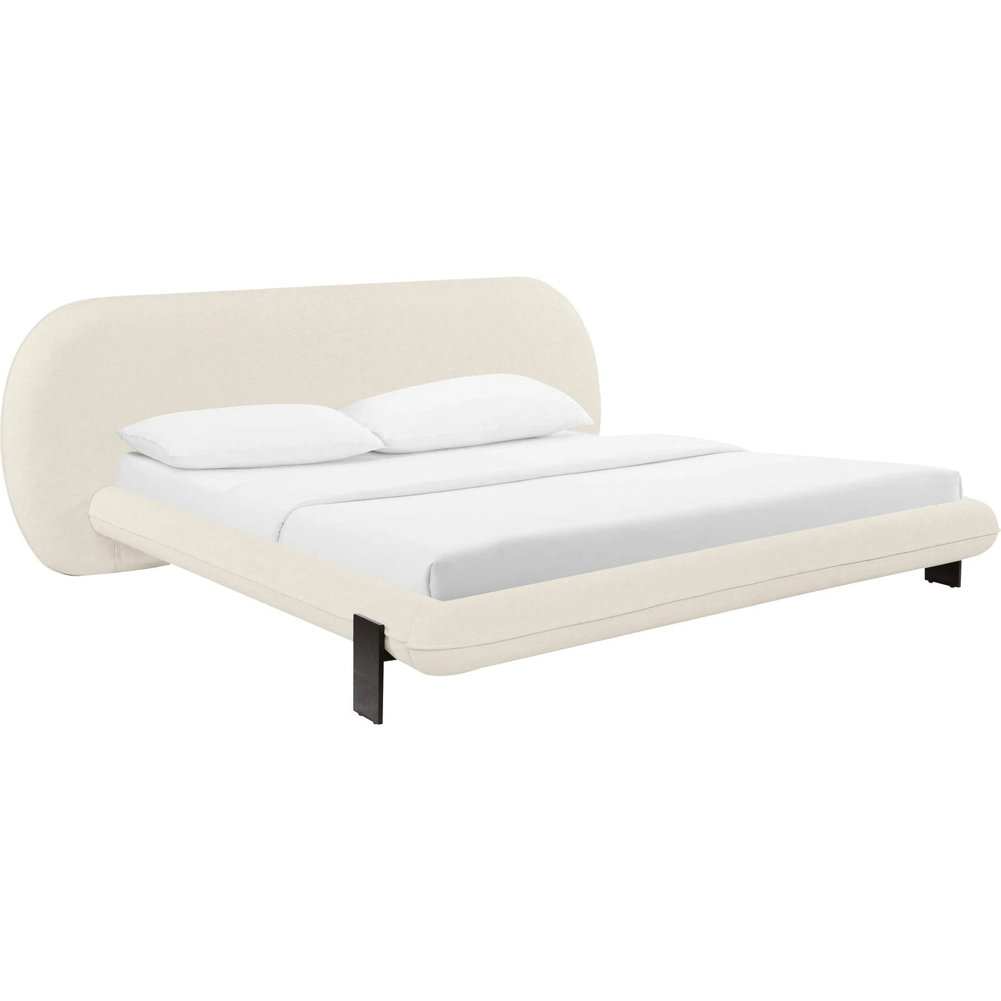 002 SI-2248403 | Primary Silo | Ophelia Faux Wool Bed by TOV Furniture in cream. Made from fabric, mdf, pine in a transitional style.