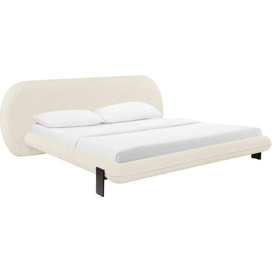 Ophelia Faux Wool Bed by TOV Furniture in cream. Made from fabric, mdf, pine in a transitional style.