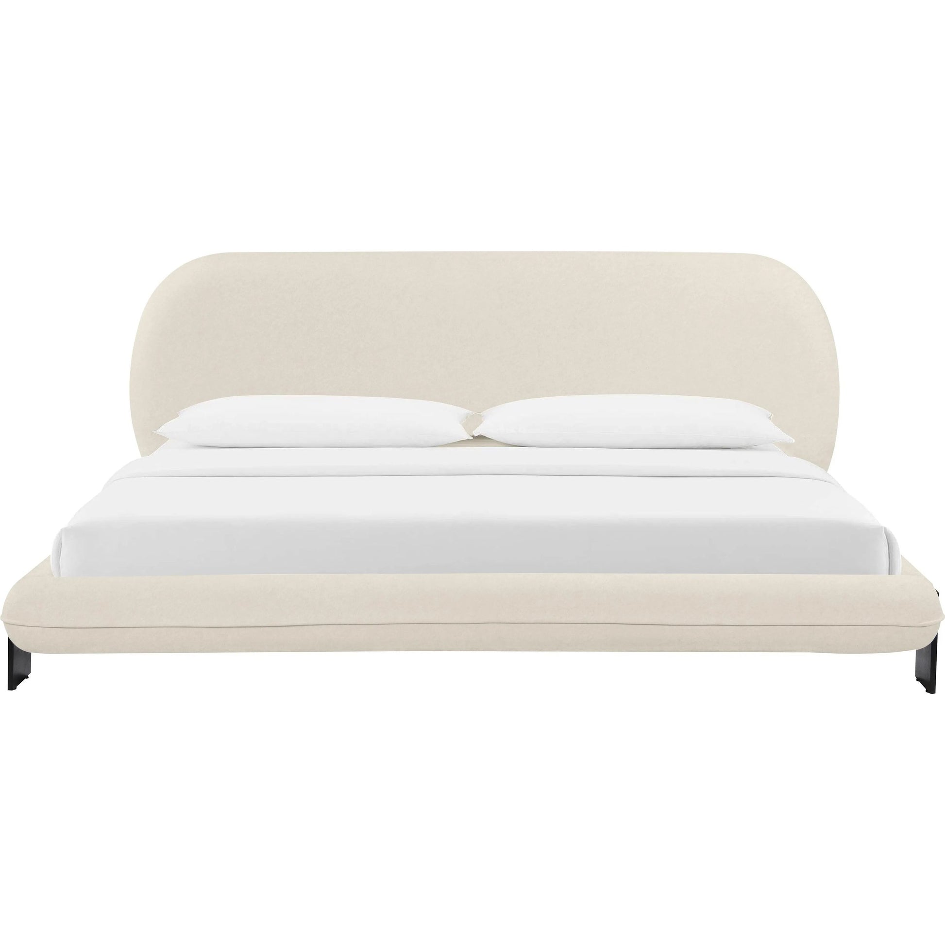Ophelia Faux Wool Bed by TOV Furniture in cream. Made from fabric, mdf, pine in a transitional style.