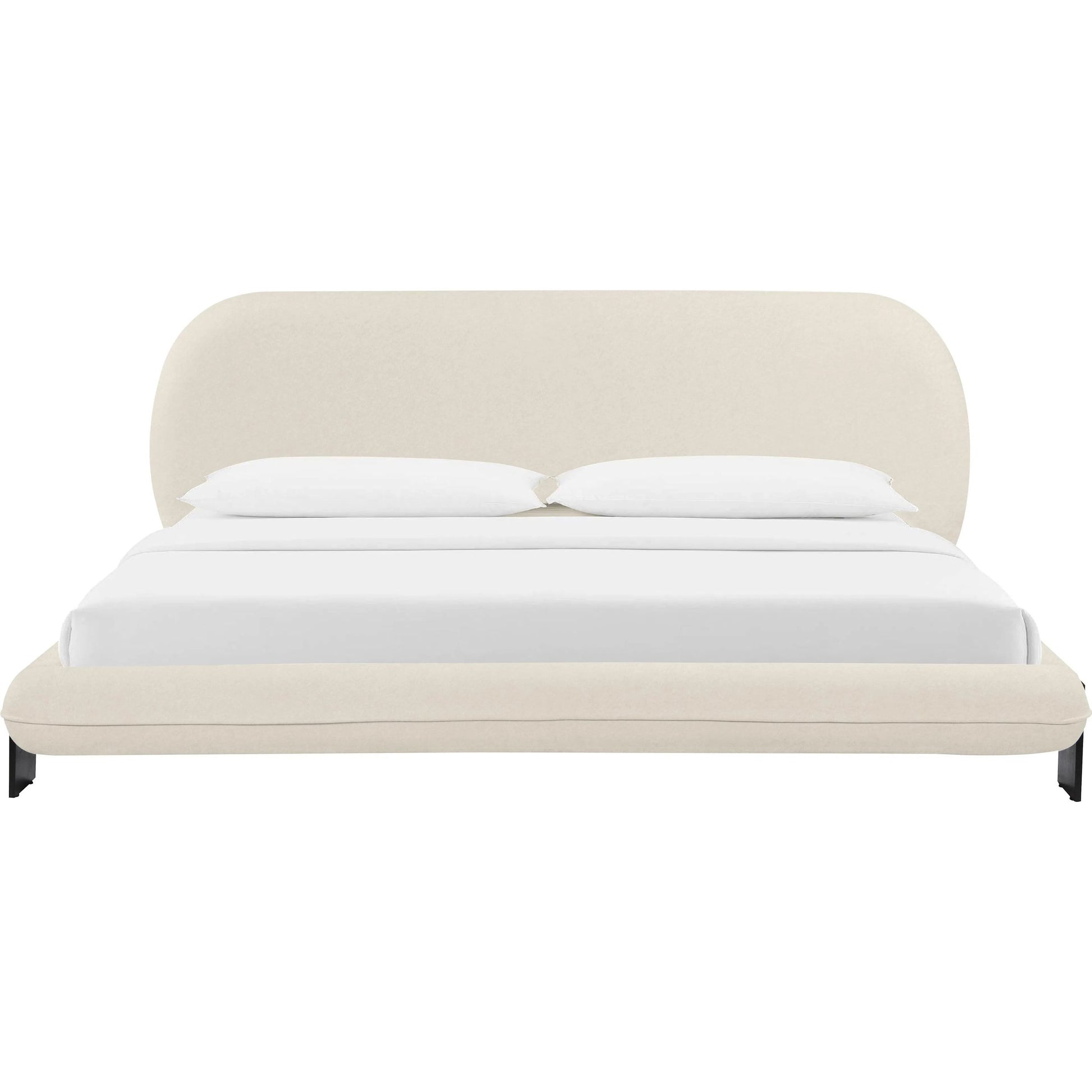Ophelia Faux Wool Bed by TOV Furniture in cream. Made from fabric, mdf, pine in a transitional style.