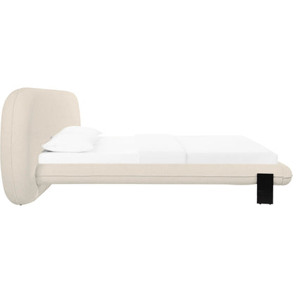 Ophelia Faux Wool Bed by TOV Furniture in cream. Made from fabric, mdf, pine in a transitional style.