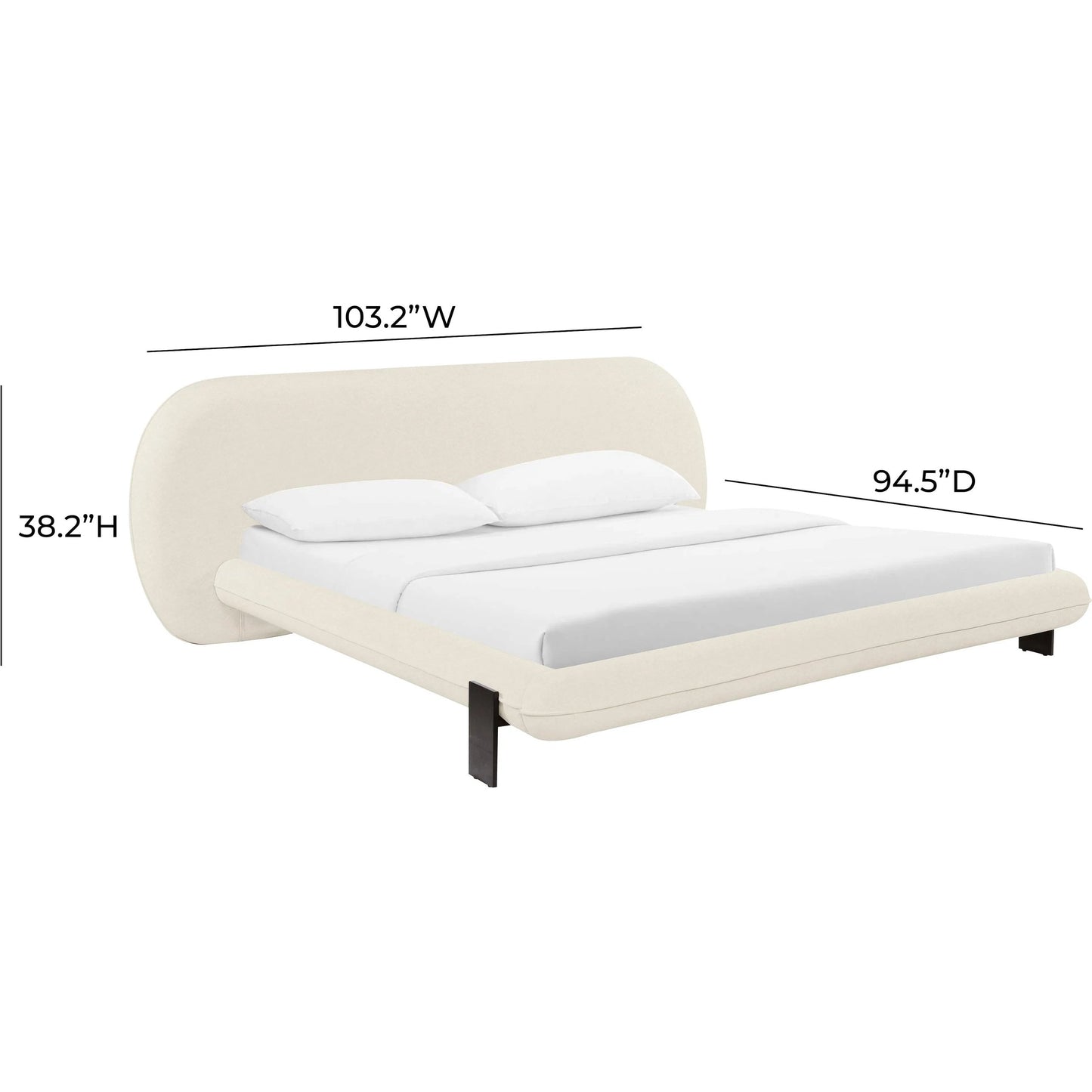 008 SI-2248403 | Additional Silo | Ophelia Faux Wool Bed by TOV Furniture in cream. Made from fabric, mdf, pine in a transitional style.