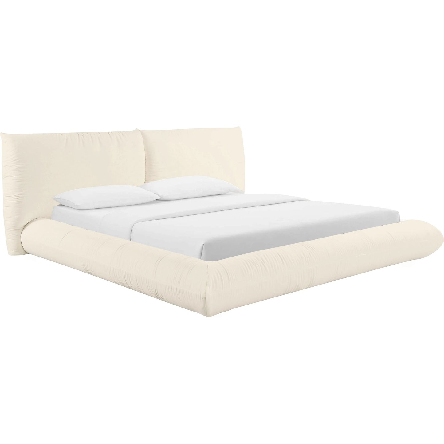 002 SI-2248450 | Primary Silo | Romp 100% Recycled Linen Bed by TOV Furniture in cream. Made from mdf, pine, recycled fabric in a transitional style.