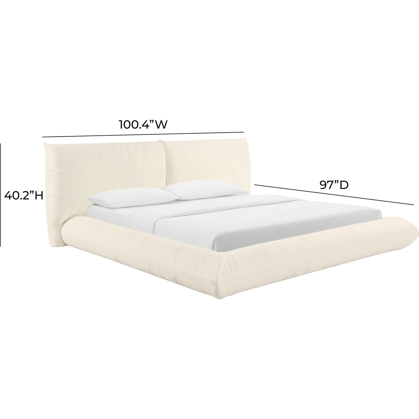 010 SI-2248450 | Additional Silo | Romp 100% Recycled Linen Bed by TOV Furniture in cream. Made from mdf, pine, recycled fabric in a transitional style.