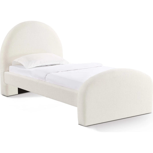 Moon Boucle Bed by TOV Furniture in cream. Made from boucle, mdf, plywood in a unique style.