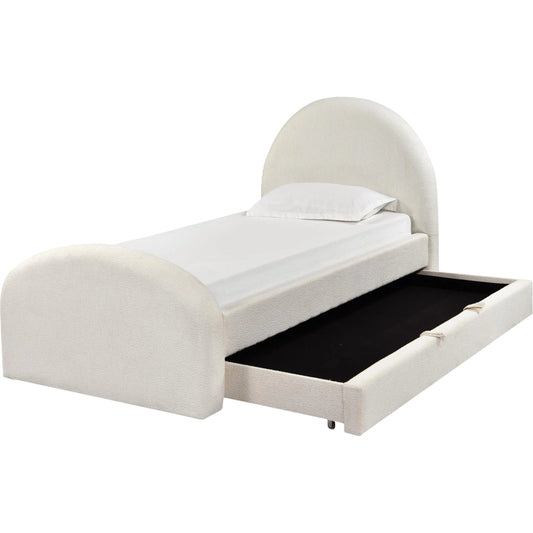 Moon Boucle Trundle Bed by TOV Furniture in cream. Made from boucle, mdf, plywood in a transitional style.