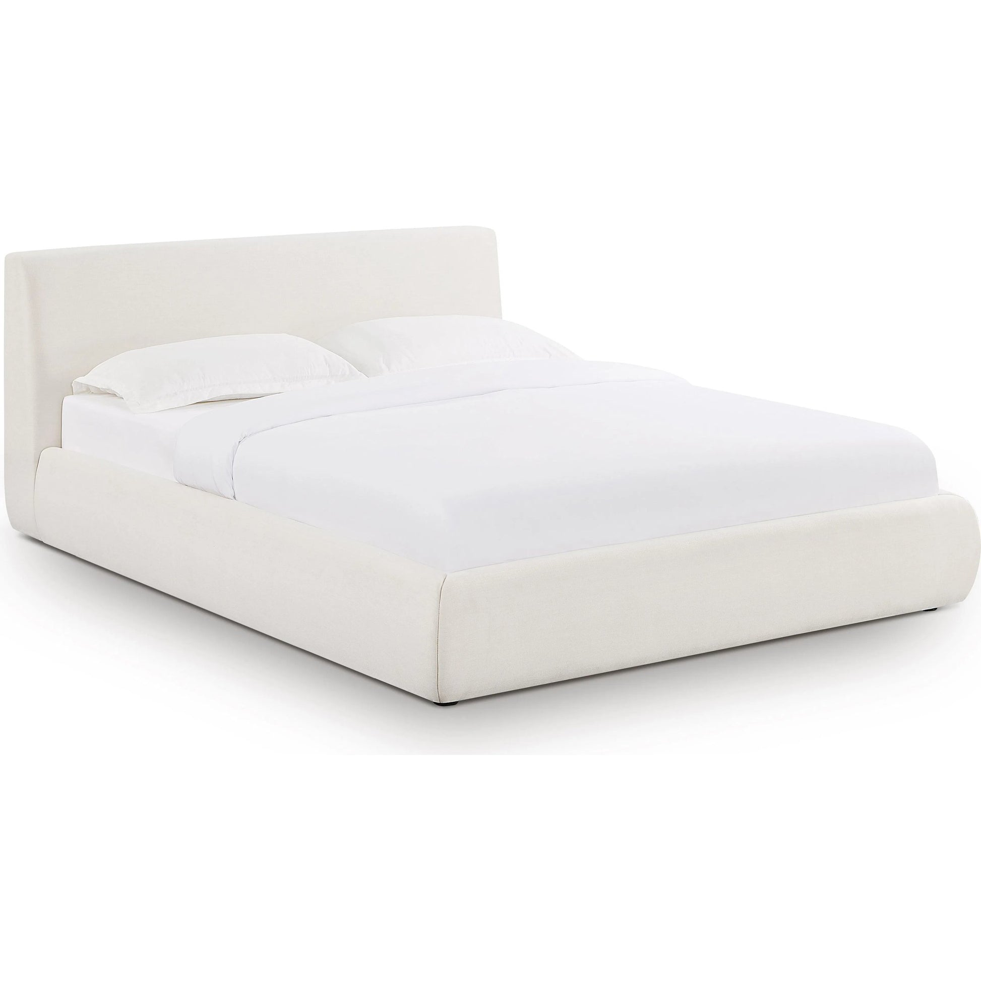 Isla Upcycled Linen Bed by TOV Furniture in cream. Made from mdf, recycled fabric in a unique style.