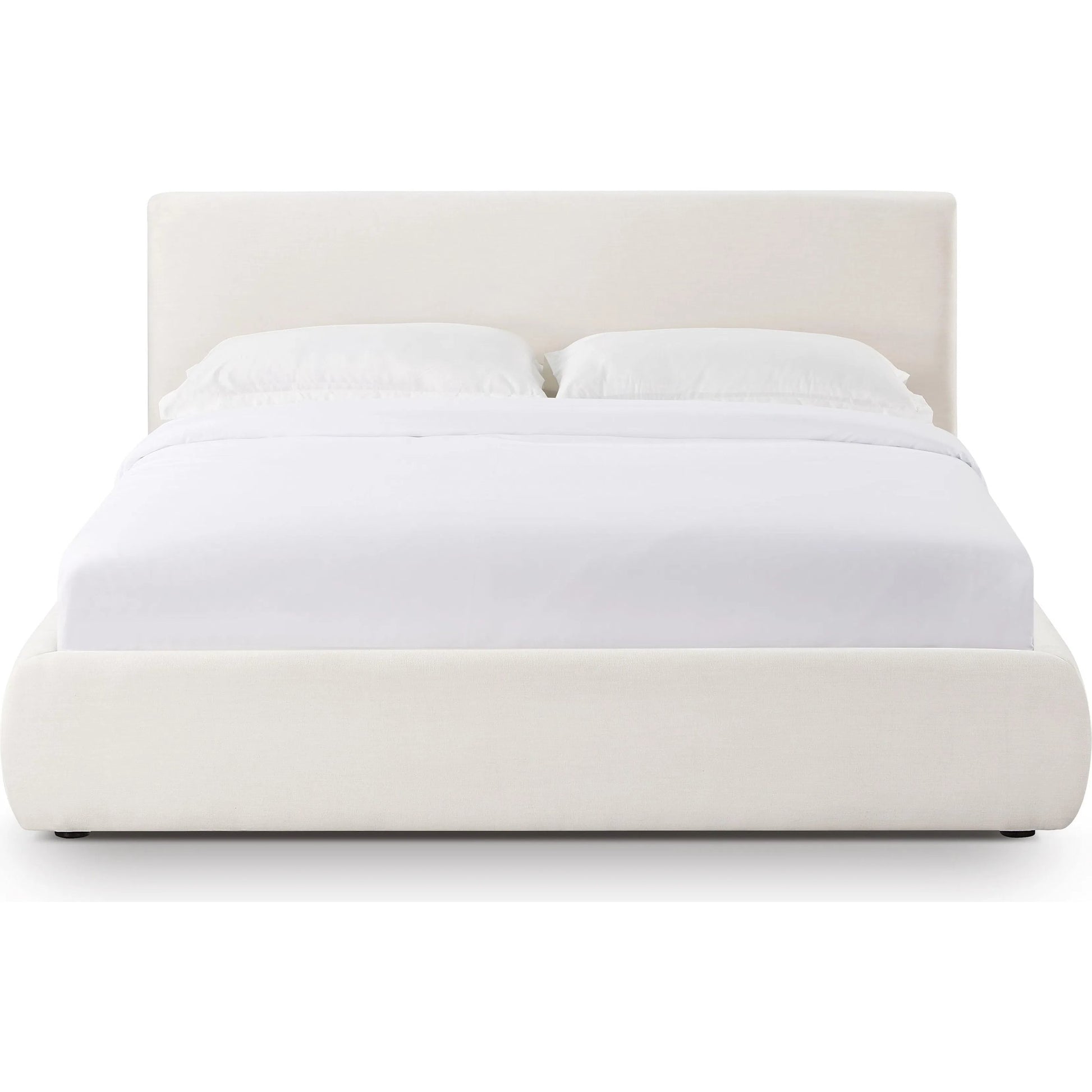 Isla Upcycled Linen Bed by TOV Furniture in cream. Made from mdf, recycled fabric in a unique style.